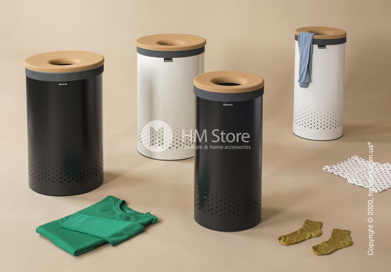 Бак для белья Brabantia Laundry Bin 60 л, Cork Lid, Matt Black and Cork Brown
