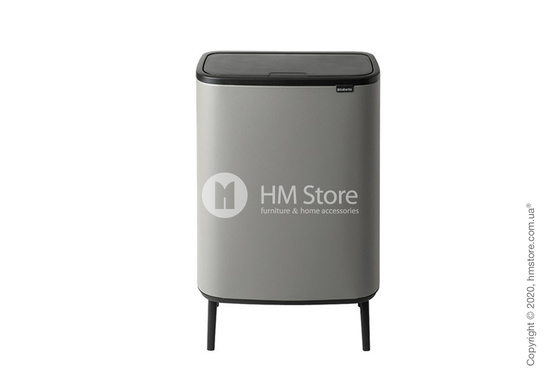 Ведро для мусора двухсекционное Brabantia Bo Touch Bin Hi 30/30 л, Mineral Concrete Grey