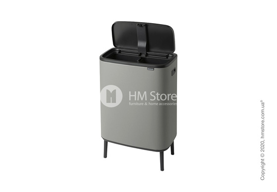 Ведро для мусора двухсекционное Brabantia Bo Touch Bin Hi 30/30 л, Mineral Concrete Grey
