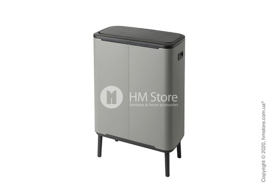 Ведро для мусора двухсекционное Brabantia Bo Touch Bin Hi 30/30 л, Mineral Concrete Grey