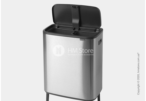 Ведро для мусора двухсекционное Brabantia Bo Touch Bin Hi 30/30 л, Matt Steel Fingerprint Proof