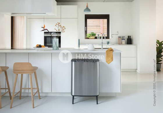 Ведро для мусора двухсекционное Brabantia Bo Touch Bin Hi 30/30 л, Matt Steel Fingerprint Proof