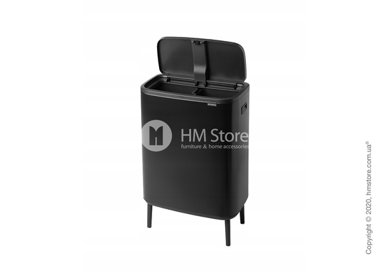 Ведро для мусора двухсекционное Brabantia Bo Touch Bin Hi 30/30 л, Matt Black