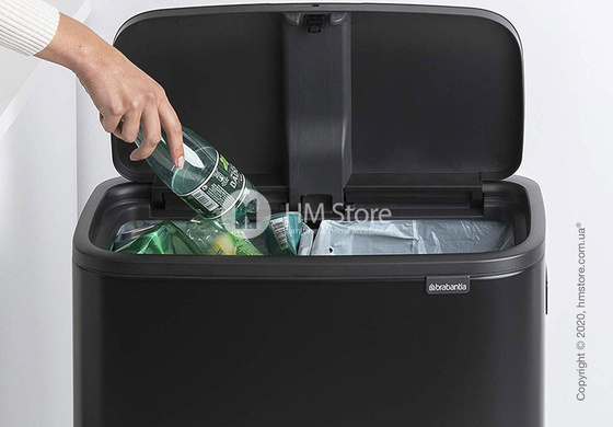 Ведро для мусора двухсекционное Brabantia Bo Touch Bin Hi 30/30 л, Matt Black