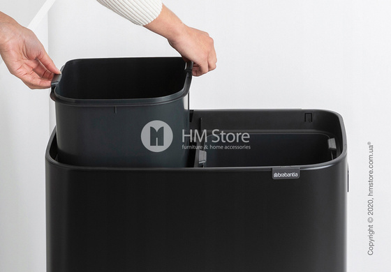 Ведро для мусора двухсекционное Brabantia Bo Touch Bin Hi 30/30 л, Matt Black