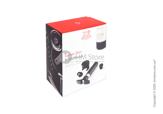 Вакуумный насос для вина и шампанского Peugeot Epivac Duo с 3 пробками, Black