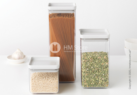 Емкость для хранения сыпучих продуктов Brabantia Square Canister Tasty+ 2,5 л, Light Grey