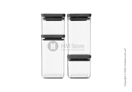 Набор емкостей для хранения сыпучих продуктов Brabantia Square Canister Set Tasty+, Dark Grey