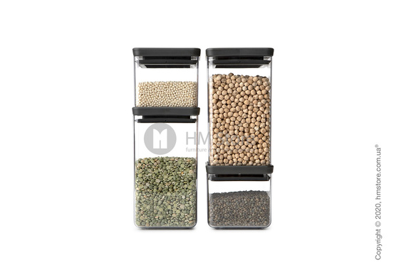 Набор емкостей для хранения сыпучих продуктов Brabantia Square Canister Set Tasty+, Dark Grey