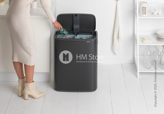 Ведро для мусора двухсекционное Brabantia Bo Touch Bin 30/30 л, Matt Black