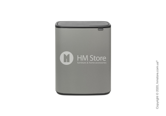 Ведро для мусора двухсекционное Brabantia Bo Touch Bin 30/30 л, Mineral Concrete Grey
