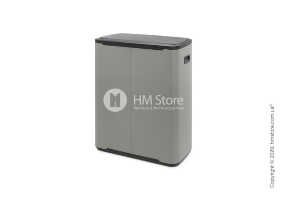 Ведро для мусора двухсекционное Brabantia Bo Touch Bin 30/30 л, Mineral Concrete Grey