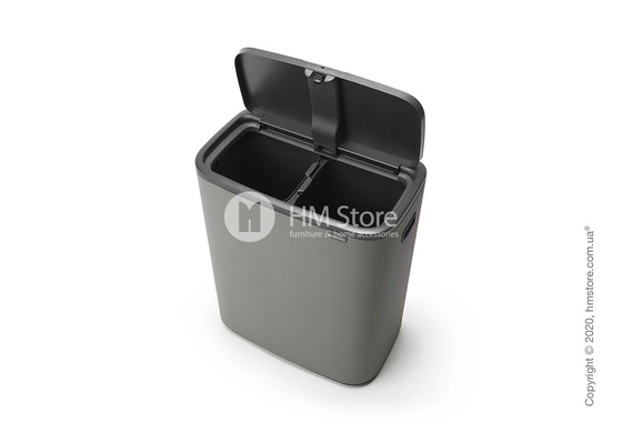 Ведро для мусора двухсекционное Brabantia Bo Touch Bin 30/30 л, Mineral Concrete Grey