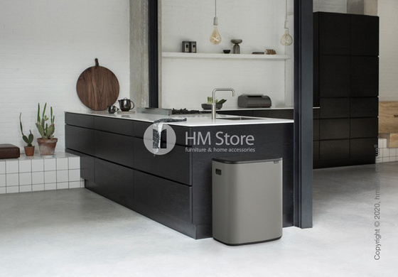Ведро для мусора двухсекционное Brabantia Bo Touch Bin 30/30 л, Mineral Concrete Grey
