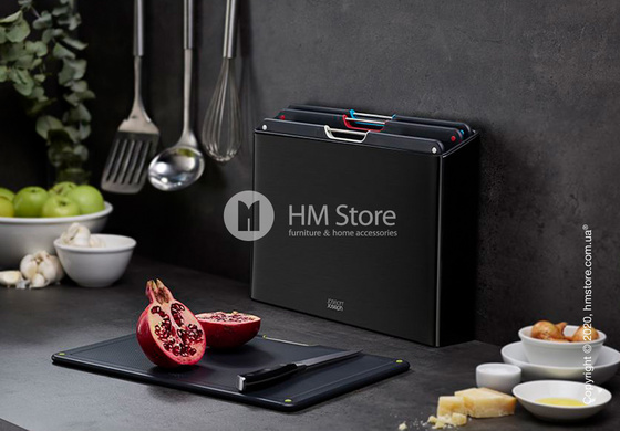 Набор разделочных досок на подставке Joseph Joseph Folio 4-piece Large, Black Steel