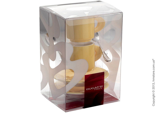 Набор из 2 кофейных чашек с блюдцами и ложками Bugatti Perla, Зеленый