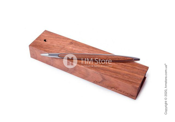 Ручка шариковая Pininfarina коллекция Cambiano, Polished Chrome and Walnut