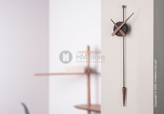 Часы настенные Nomon Punta Wall Clock, Black fiberglass and Walnut
