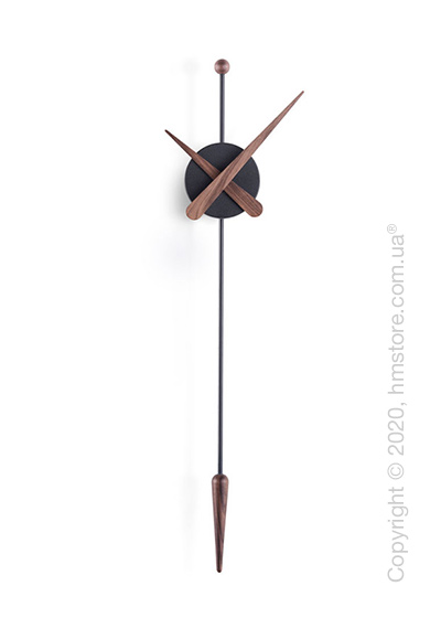 Часы настенные Nomon Punta Wall Clock, Black fiberglass and Walnut