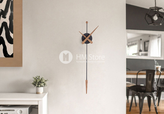 Часы настенные Nomon Punta Wall Clock, Black fiberglass and Oak