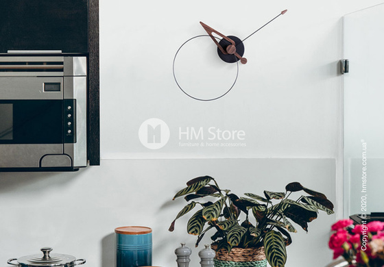 Часы настенные Nomon Pico Wall Clock, Black fiberglass and Walnut