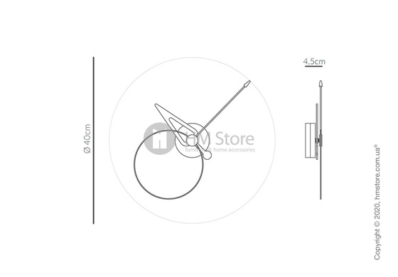 Часы настенные Nomon Pico Wall Clock, Black fiberglass and Walnut