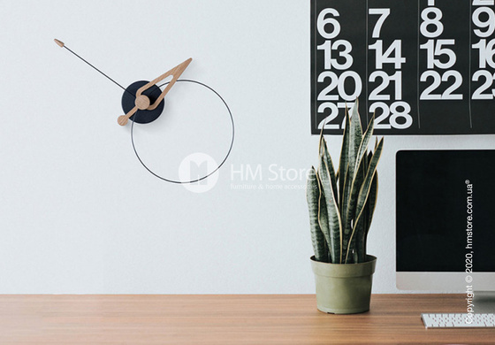 Часы настенные Nomon Pico Wall Clock, Black fiberglass and Oak