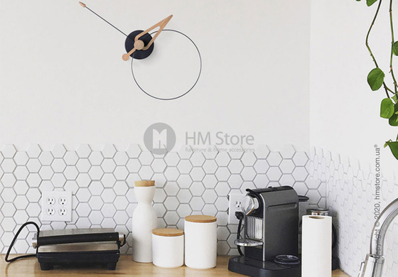 Часы настенные Nomon Pico Wall Clock, Black fiberglass and Oak