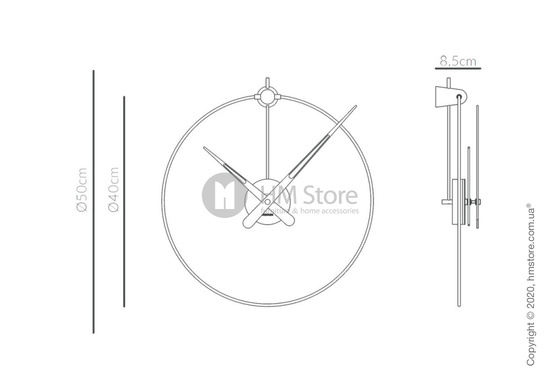 Часы настенные Nomon Micro Anda Wall Clock, Grafite and Walnut