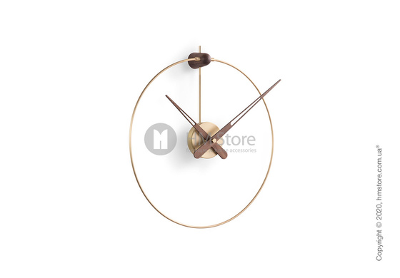 Часы настенные Nomon Micro Anda Wall Clock, Gold and Walnut