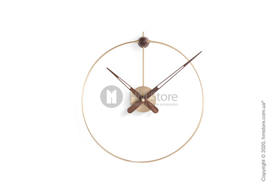 Часы настенные Nomon Micro Anda Wall Clock, Gold and Walnut