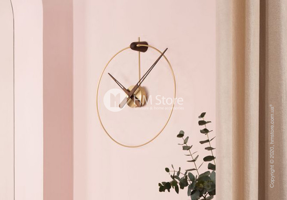 Часы настенные Nomon Micro Anda Wall Clock, Gold and Walnut