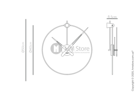 Часы настенные Nomon Micro Anda Wall Clock, Gold and Walnut