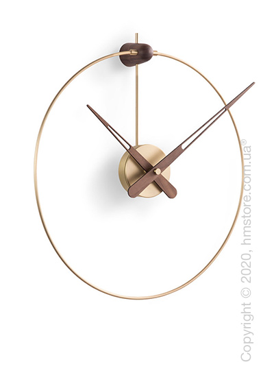 Часы настенные Nomon Micro Anda Wall Clock, Gold and Walnut
