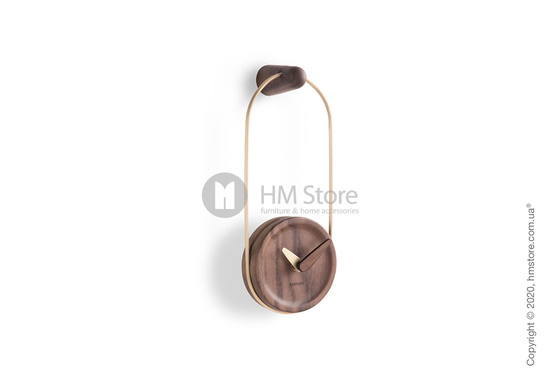 Часы настенные Nomon Micro Eslabon Wall Clock, Gold and Walnut
