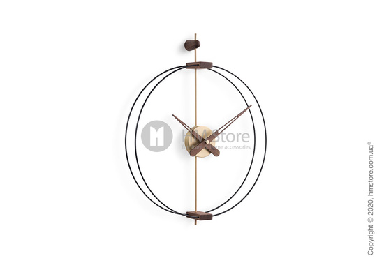 Часы настенные Nomon Micro Barcelona Wall Clock, Gold and Walnut
