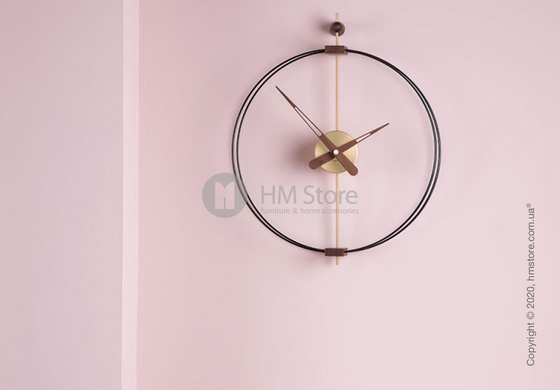 Часы настенные Nomon Micro Barcelona Wall Clock, Gold and Walnut