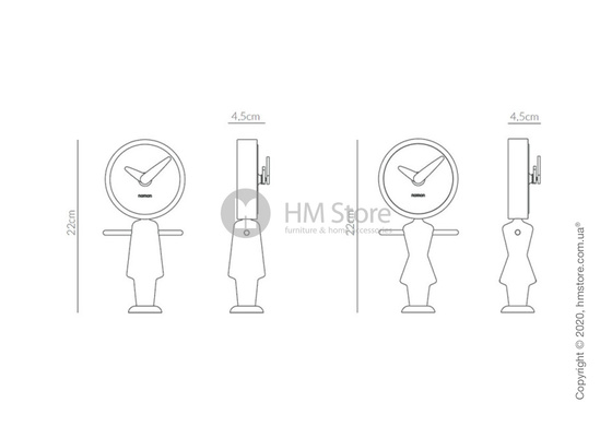 Часы настольные Nomon Nene Table Clock, Walnut and Grafite