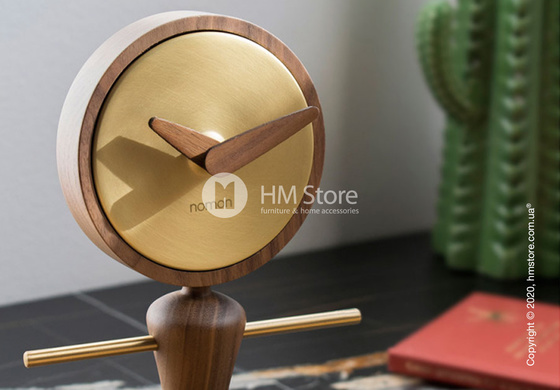 Часы настольные Nomon Nena Table Clock, Walnut and Gold