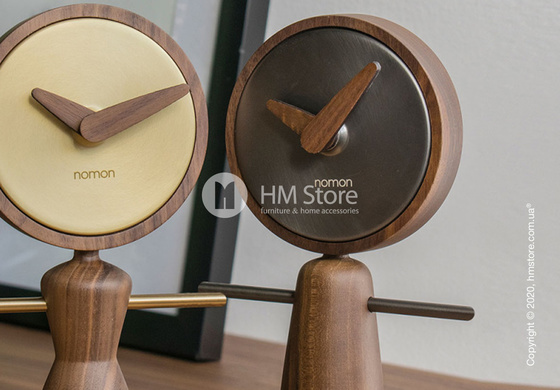 Часы настольные Nomon Nena Table Clock, Walnut and Gold