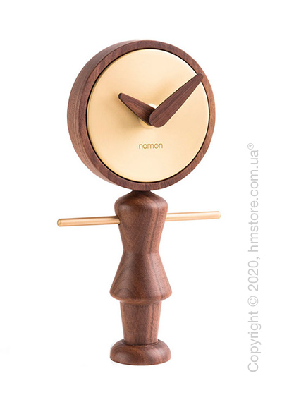 Часы настольные Nomon Nena Table Clock, Walnut and Gold