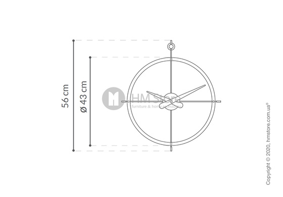 Часы настенные Nomon 2 Puntos N Wall Clock, Calabo wood and Gold