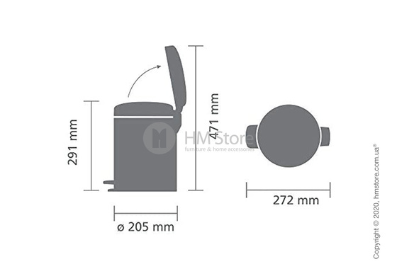 Ведро для мусора Brabantia Pedal Bin NewIcon 5 л, Mineral Concrete Grey