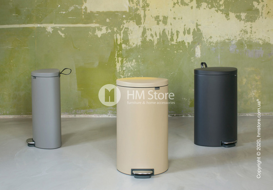 Ведро для мусора Brabantia Pedal Bin Flatback+ 30 л, Mineral Concrete Grey