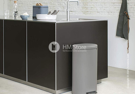 Ведро для мусора Brabantia Pedal Bin Flatback+ 30 л, Mineral Concrete Grey