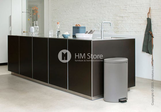 Ведро для мусора Brabantia Pedal Bin Flatback+ 40 л, Mineral Concrete Grey