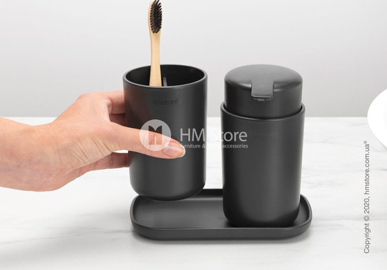 Набор принадлежностей для ванной комнаты Brabantia ReNew, 3 предмета, Dark Grey