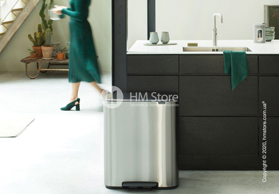 Ведро для мусора Brabantia Bo Pedal Bin 60 л, Matt Steel Fingerprint Proof