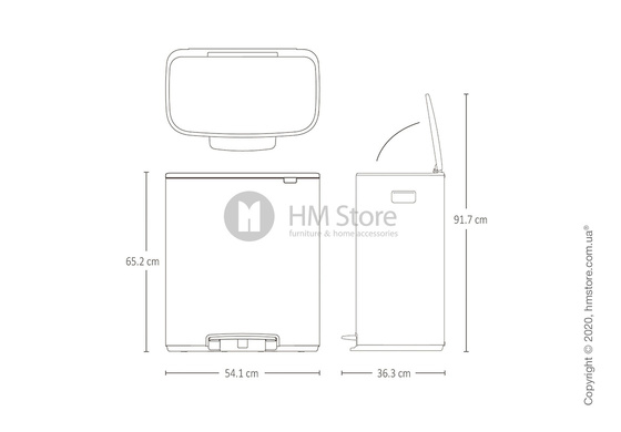 Ведро для мусора Brabantia Bo Pedal Bin 2 x 30 л, Platinum