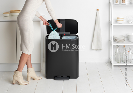 Ведро для мусора Brabantia Bo Pedal Bin 2 x 30 л, Matt Black
